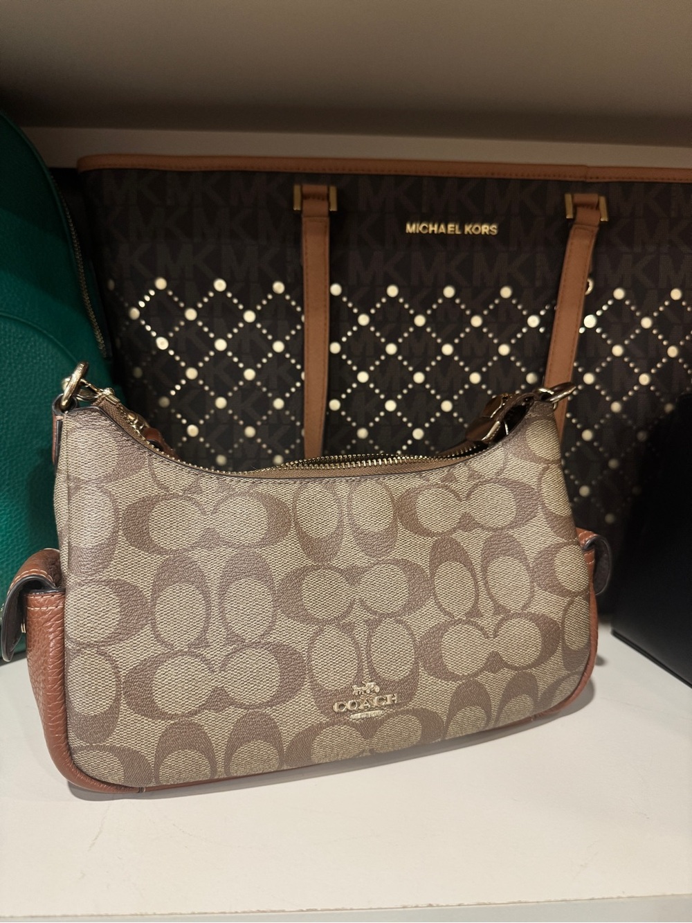 Coach Pennie Signature Small Shoulder Bag in Brown